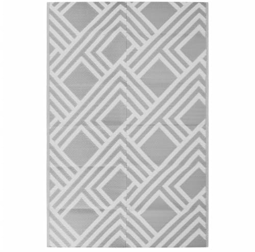 vidaXL Outdoor Teppich, Gartenteppich Beidseitig, Balkonteppich Terrassenteppich UV-beständig, Läufer Teppich für Balkon Terrasse, Grau 190x290cm PP