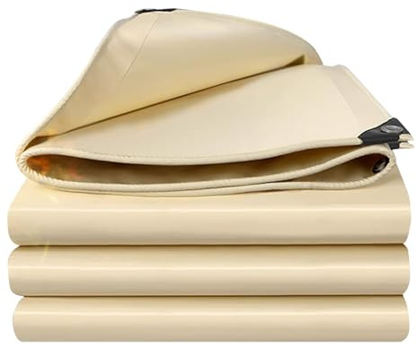 Abdeckplane Beige, Outdoor PVC Plane, strapazierfähig, 500g/m², wasserfest | mit Ösen und verstärkten Kanten für Camping, Zelt, Dach, Camping(2x3m)