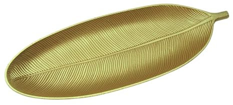 Deko Schale Bananen Blatt Feder gold Tablett Schüssel Dekoobjekt Metall-Optik -2