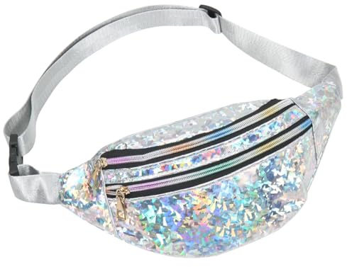 Bauchtasche Damen Pailletten, Gürteltasche Glitzer mit Verstellbarer Gurt, Bunt Bauchtasche Disco Tasche für Damen Herren Karneval Accessoires Festival Party Reisen 80er 90er Jahre Outfit