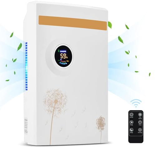 Deumidificatore Casa 2.2L, Deumidificatore Elettrico con Telecomando Timer 24h Pulizia UV Display LED Deumidificatore Sbrinamento Automatico Contro Umidità Muffa per Camera da Letto, Bagno, Ufficio