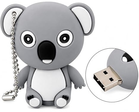 Ulticool - Koala Bär 64 GB - USB - 3.0 Hohe Geschwindigkeit - Flash Pen Drive 64GB - Memory Stick Daten Aufbewahrung - Speicherstick - Grau