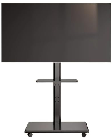 Universal TV Stand Mobile Tv Stand with 360° Wheels for 37-75 Inch Tvs, Rolling Tv Stand with Tempered Glass Base, Height Adjustable Floor Stand with Storage Tray