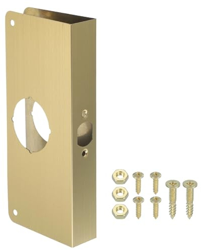 PATIKIL Door Reinforcement Plate, 1 Set Doors Reinforce Repair for 1-3/8 Thick Door 9 Size Door Knob Lock Latch Deadbolt Cover Plate Home Security, Gold