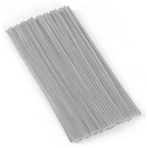 Pfeifenreiniger Hellgrau 100 Stück, Pfeifenreiniger zum Basteln 30 cm x 6 mm, Pfeiffenputzerdraht Chenilledraht, Pfeifenputzer Biegeplüsch Basteldraht für DIY Art Craft Projekte, Dekoration