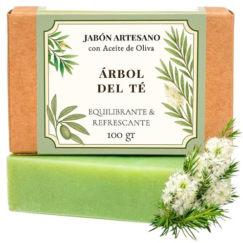 CABRERIZO SOAP Jabon Arbol de Te Antibacteriano 100 g. – Jabón Arbol del Té | Pastilla Jabon cuerpo y rostro 100 g. - Jabón antibacterial uso diario - Jabon artesanal para la piel del rostro