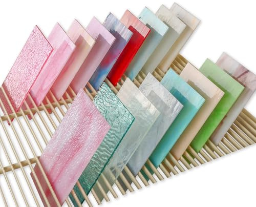 SERdeerCH 17 Bögen Buntglas-Packung, 10 x 15 cm, Kathedralen-Kunstglas für Mosaikhandwerk und Zubehör, schillernde Farben, DIY Zuhause (bunt)