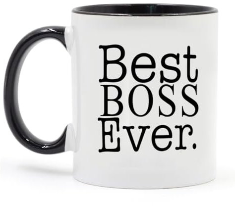 Tasse à café en céramique – Best Boss Ever – Capacité 350 ml – Cadeau amusant et apprécié pour les patrons – 8,2 x 9,5 cm