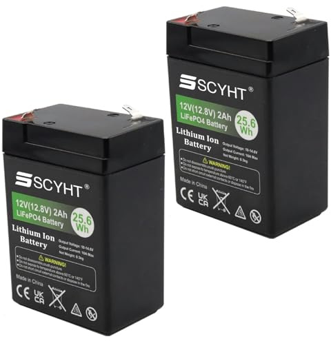 SSCYHT Batterie Lithium 12 V 2 Ah Batterie LiFePO4 6 V 4 Ah Batteries Petites Voitures 12 V Batteries Rechargeables pour éclairage Secours avec BMS pour Moteurs Moins 25 W,12v2ah 2pack