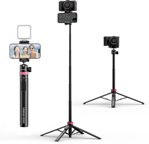 ULANZI MT-44 B [2026 Aktualisierte] Auto Pop Open Handy Kamera Stativ | Automatisch öffnen Vierbeinständer, Selfie Stick Bluetooth 150cm, Kompakt Reisestativ 360° Kugelkopf für DSLR Samsung iPhone