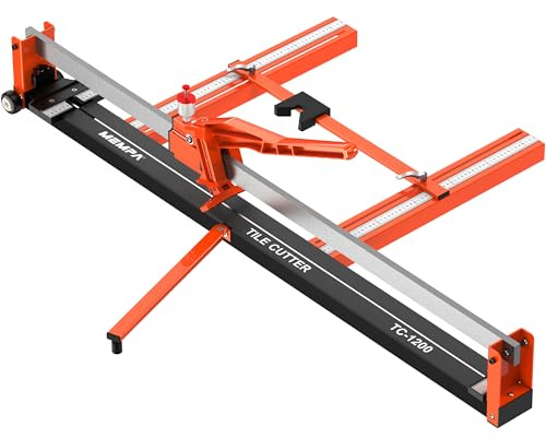 Mempa 48 Inch Manual Tile Cutter with Cutting Guide, Tungsten Wheel and Dust-Sealed Roller, Heavy-Duty Steel Rail Cutter for Ceramic & Porcelain