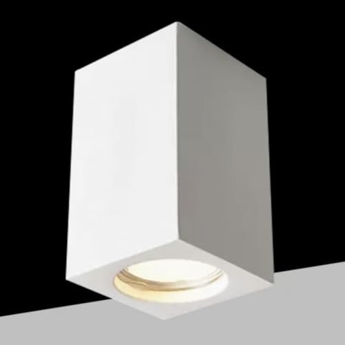 TEKHOME Faretto da Soffitto in Gesso GU10 Quadrato | Plafoniera Cubica Verniciabile | Attacco GU10 Max 35W | Design Moderno Bianco per Interni GS-C110-Q (3)