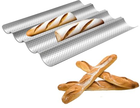 Genérico Molde Para Pan | 4 Ranuras Resistente al Calor - Accesorios Para Hornear Y Repostería,Para Pan, Sándwiches Franceses, Pasteles, Horno, Tostador, Hogar Y Cocina