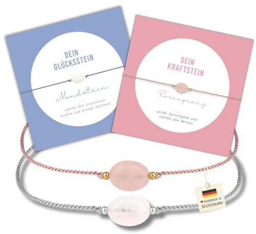 happymaker - Edelstein Armband Damen, handgefertigt in Deutschland mit Goldperlen, Geschenkkarte und Geschenkverpackung, Mutmacher Geschenk