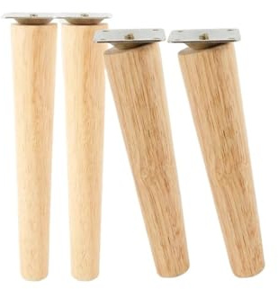 Pieds de meubles en bois massif, 4 pièces, pieds de remplacement de chaise de Table obliques/droits antidérapants(Oblique 20cm)