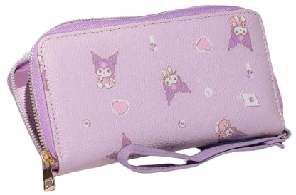 Elbenwald Hello Kitty & Friends - Geldbörse Kuromi 19 x 3 x 9,5 cm Lila Kleingeldfach mit reißverschluss, 8 Kartenfächer und 4 Scheinfächer | 19 x 3 x 9,5 cm