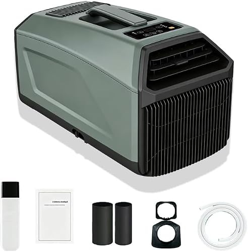 5000 BTU Aire Acondicionado de Tienda, Climatizador Portátil 400W Doble Tubo de Escape, Refrigeración Verde Militar para Caravana, Cabina Camión, Oficina