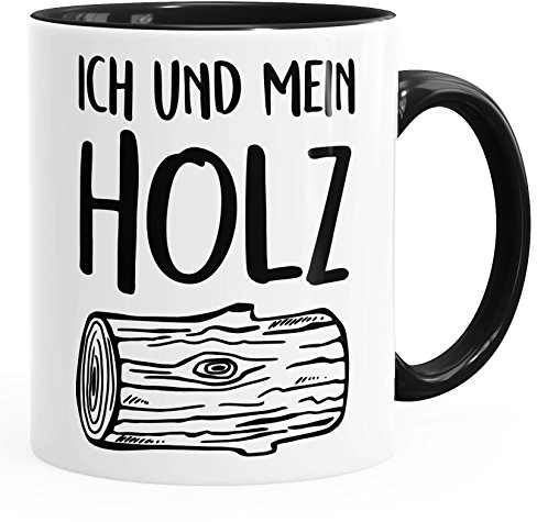 MoonWorks Kaffee-Tasse Ich und Mein Holz Holzi Tasse mit Innenfarbe schwarz Unisize