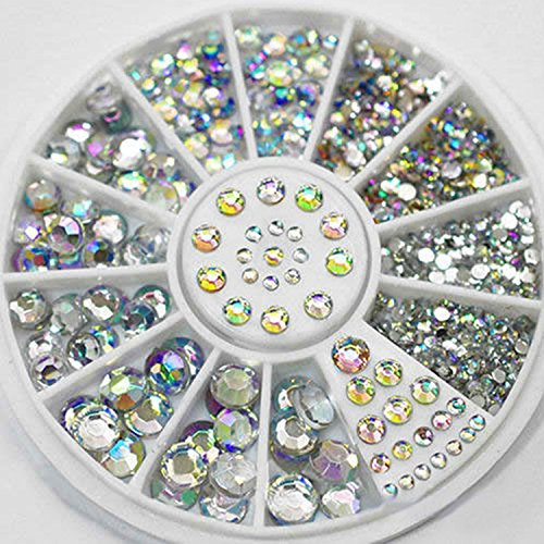 Nail Art Decoration White Rhinestones Glitters Acrylic Decoration Wheel for Nails Art Design Tools by Clest F&H
