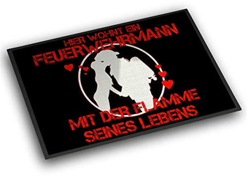 Roter Hahn 112 Einzigartige Feuerwehr Fussmatte 60x40cm Flamme des Lebens Fußmatte Vorleger Abstreicher