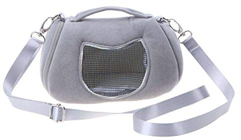 Wallfire Haustier Tragetasche, Tragbare Atmungsaktive Hamster Ratten Schultertasche Handtasche Reise Wandern Haustier Tasche Winter Warme Käfig Nest Eichhörnchen Zubehör (Color : Grey)