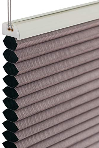 Deco4Me Wabenplissee ohne Bohren (70 x 140 cm, Silbergrau-Braun (Blackout)) - lichtundurchlässig & wärmeisolierend - Blickschutz & Sichtschutz für Fenster innen - Verdunkelungsplissee Thermo Jalousie