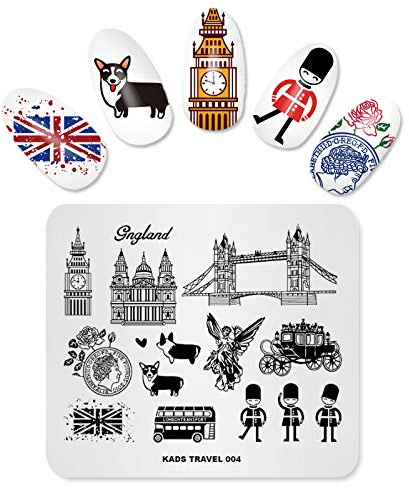 Nail Stamping Travel England Modell Druckplatte Modell Bild Platte Stempel Nail Art DIY Druck Maniküre Design