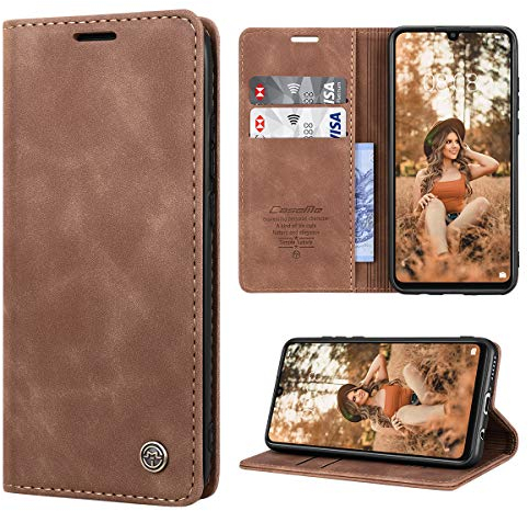 RuiPower Handyhülle für Huawei P30 Lite Hülle Premium Leder PU Flip Magnet Wallet Klapphülle Silikon Bumper Schutzhülle für Huawei P30 Lite/Huawei P30 Lite New Edition Tasche - Braun - 6.15 Zoll