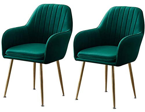 Chaise De Salle À Manger, Chaise D'appoint, Ensemble De 2 avec Accoudoirs, Coussin Et Dossier en Daim Confortable, Pieds en Or Et Cadre en Métal, Chaise De Salle À Manger De Cuisine À Domicile, Chai