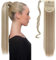Longue Wrap Around Ponytail Postiche Extension a Clip Cheveux Naturel Queue de Cheval Pour les Femmes Pour un Usage Quotidien 58cm Droite - Blond de sable & Blond de blanchiment