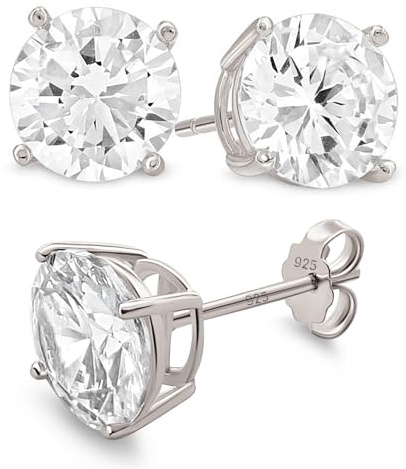 Zirkonia Ohrstecker 925 Sterling Silber vergoldet – Klassische Stecker 3–9mm für Damen & Herren – Hypoallergen, Nickelfrei, Geschenkbereit