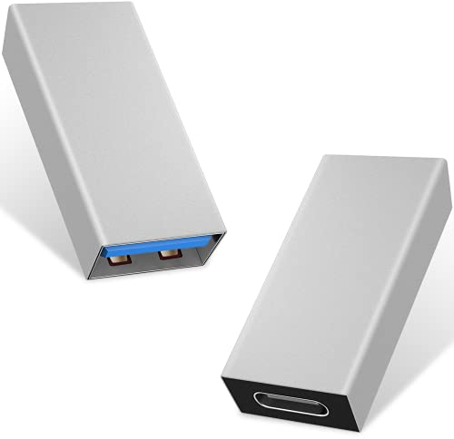 Duttek Adattatore da USB C a USB 3.0, 2 pezzi, USB 3.1 USB 3.0 femmina a USB C femmina, compatibile con iPhone 11, Google Pixel, Samsung Galaxy S20, Huawei, Moto (argento)