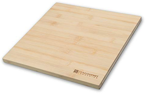 Tagliere Essenza Quadrato Grande da Cucina in Bambù Chiaro Naturale, Ideale per Tagliare e Servire a Tavola, 40x40x3,5 cm, Deagourmet, 217