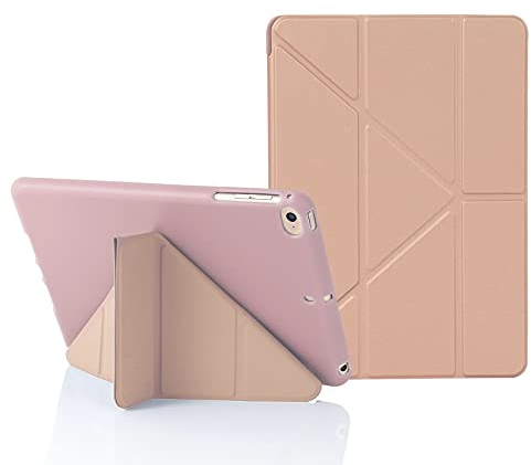 MuyDoux Coque Origami pour iPad Mini 5 4 3 2 1, Housse Étui iPad Mini 7,9 Pouces, 5 en 1 Multiples Angles de Vue, Étui Finition Soyeuse et Dos Souple Antichoc Flexible, Auto Veille/Réveil, Or Rose