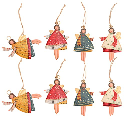 Bseical 8 Pcs Weihnachten Deko Geschenke Figuren Engel Anhänger Tannenbaum Bastelset Geschenkanhänger Fensterschmuck Baumschmuck