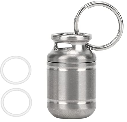 pastillero port¨¢til,Mini pastillero, soporte para medicamentos de aleaci¨®n de titanio, pastillero resistente al agua con llavero, pastillero de primeros auxilios para deportes camping,(Small)