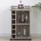 BAKAJI Mobile Angolo Bar Cantinetta Da Terra Mensola Porta Bottiglie Vino Liquori Cantina in Legno 6 Posti Portabottiglie Con Rastrelliera Porta Calici Bicchieri In Metallo (Tortora)