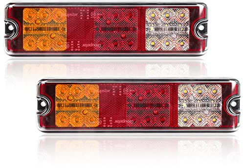 AOHEWEI 2 Stück Anhänger-Rücklichter 12 V/24 V 27 LEDs Superhelle wasserdichte Blinker/Bremse/Rück-/Rückfahr-/Reflektorlampe für Anhänger, LKW, Wohnwagen, Van, Traktor