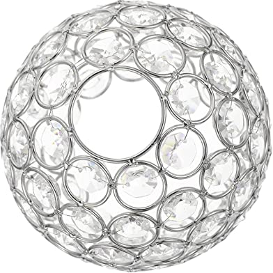 F Fityle Glänzende Ersatzabdeckung für Deckenleuchtenschirm, Strass-Lampenschirm, passender -Kristall-Lampenschirm für Tischlampe, Schlafzimmer, Silber