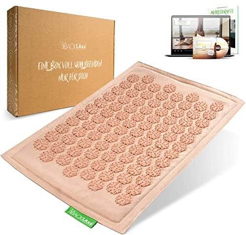 BACKLAXX ® Akupressurmatte für Füße – Nagelbrett Füße für Fussmassage, Rücken, Nacken und Schulter mit Befestigungsband – Fußreflexzonenmassage Matte – Massage Matte für Fußmassage