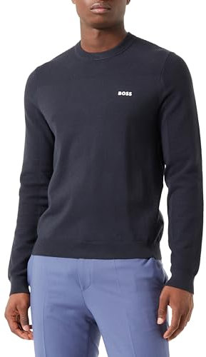 BOSS Mens Momentum-X CN Branded Crew-Neck Sweater in Dry-Flex Fabric