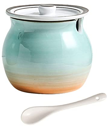 Trjgtas Sucrier Japonais Avec Couvercle, Bocal De Rangement 7.8x7x9cm, Pot De Sucre En Porcelaine Peint À La Main, Pot De Sel, for Café Bar, Restaurant-blue-7.8x7x9cm (Color : Blu, Size : 7.8x7x9cm)