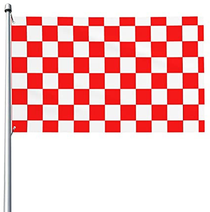 Rosso Bianco Razza Bandiera A Scacchi Modello Bandiera 3x5 Ft Un Lato Esterno Fattoria Cortile Segno Giardino Bandiera Decorativa Con Occhielli In Ottone