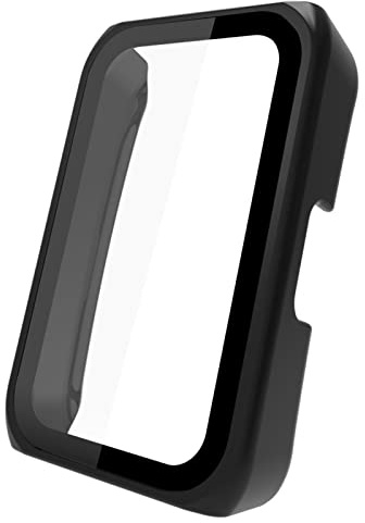 Hülle mit Glas Displayschutz Kompatibel mit Huawei Band 6 / Band 7 - Hart PC Schutzhülle Vollabdeckung Displayschutzfolie Ultradünne Schutz Case für Huawei Band 6 / Band 7 (Schwarz)