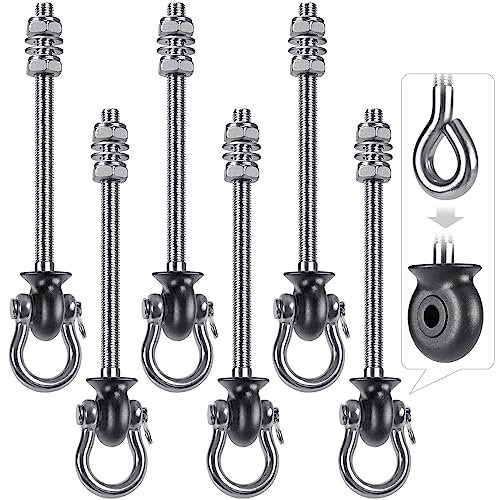 Dolibest 6er Schaukelhaken Holzbaken, 24.5cm Hängematte Befestigung Schwerlasthaken Hängesessel Aufhänger Bolzen Schwenk Edelstahl Montage Kit für Spielplatz Stuhl Yoga Seil Boxsack, 1500lbs