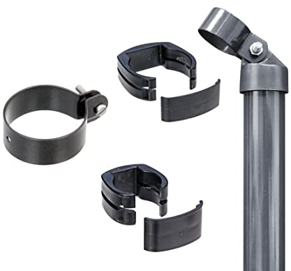 Alberts 601898 Zaunanschluss-Set Wellengittertor an Schweißgitter Fix-Clip Pro® | Set,2s | zinkphosphatiert anthrazit-metallic | zum Einbetonieren | Torpfosten-Ø: 60 mm | Zaunhöhe: 1530 mm