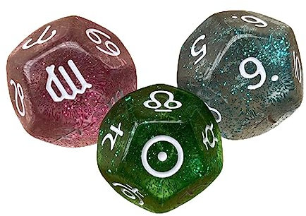 Sharplace 3-teilige astrologische Würfel, 12-seitige polyedrische Würfel, Karte, Sternbild, Wahrsagerei, Sternzeichen-Würfel-Set, Stil a