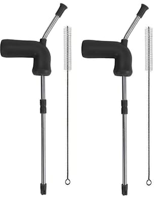 Denxahao 2 Stück Bier Schnorchel, Bierschnorchel Bierzapfer Party Spender Bierspender Doppelter Bierschnorchel Bierzapfanlage Bier Bong Trichter mit 2 Reinigungsbürsten (2pcs/Schwarz)