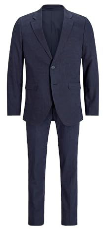 JACK & JONES JPRRIVIERA Linen Suit Slim Fit SN, Dark Navy/fit: Slim fit, 52