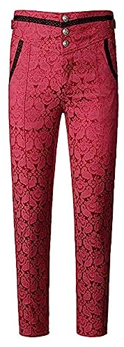 Sunnyuk Gothic Hose Herren, Mittelalter Lang Vintage Wikinger Kelten Hose Piratenhose Retro Mittelalter Kleidung Hosen Renaissance Kolonial Hose Cosplay Kostüm Zurück Schnürshorts Freizeithose